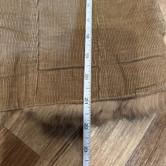 Gemini Women's M Genuine Rabbit Fur Lined Brown Corduroy Snap Front Jacket 😎 - Picture 12 of 14